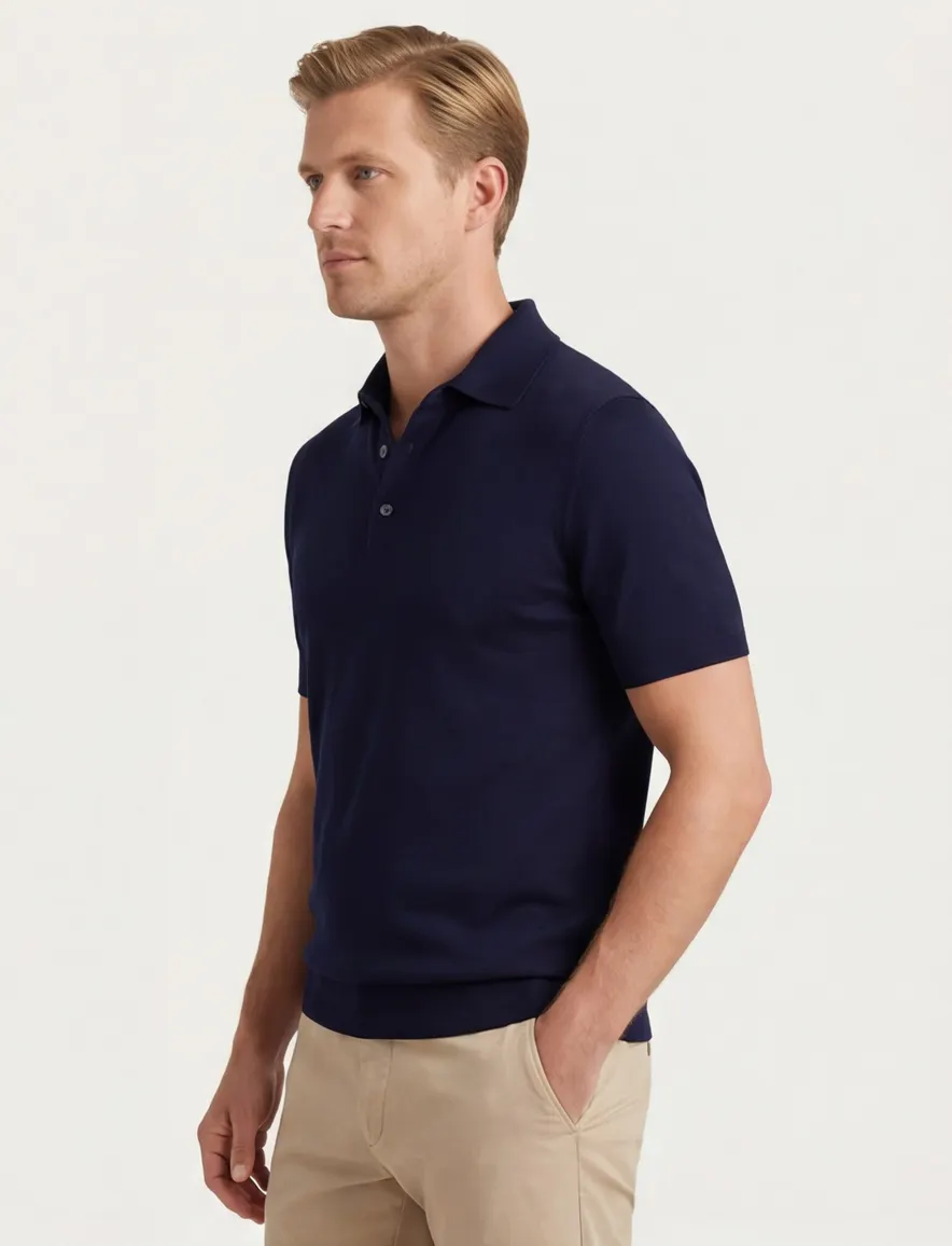 Tommy Hilfiger polo navy gebreid katoen normale fit