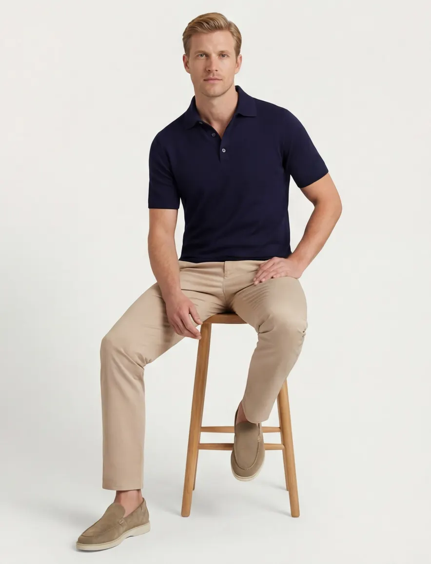 Tommy Hilfiger polo navy gebreid katoen normale fit