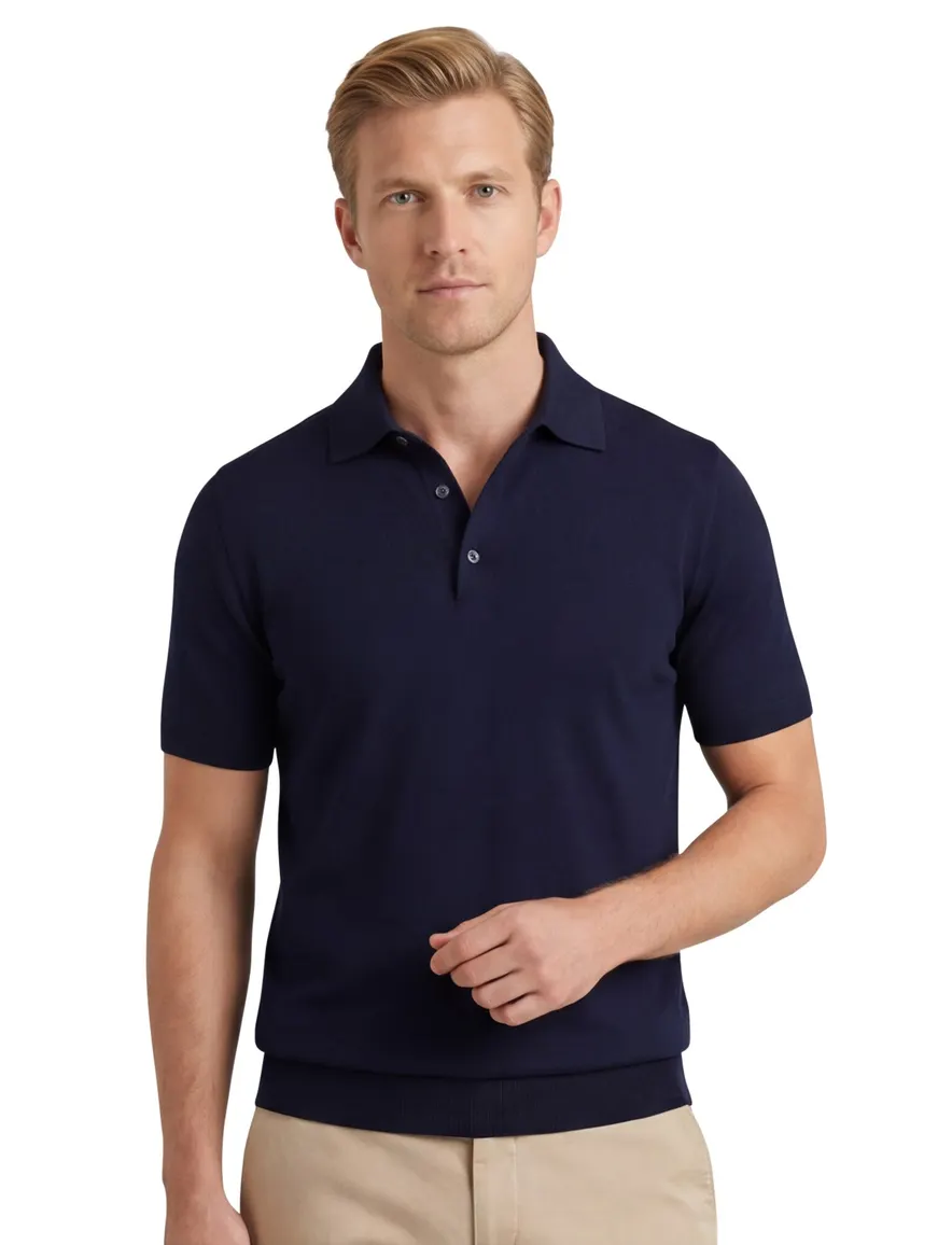 Tommy Hilfiger polo navy gebreid katoen normale fit