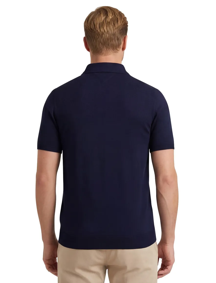 Tommy Hilfiger polo navy gebreid katoen normale fit
