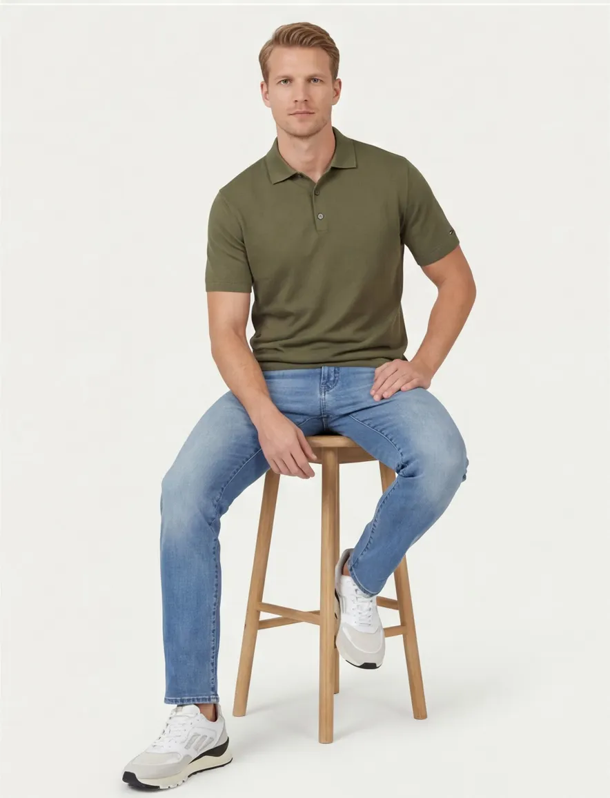 Tommy Hilfiger polo groen slim fit effen