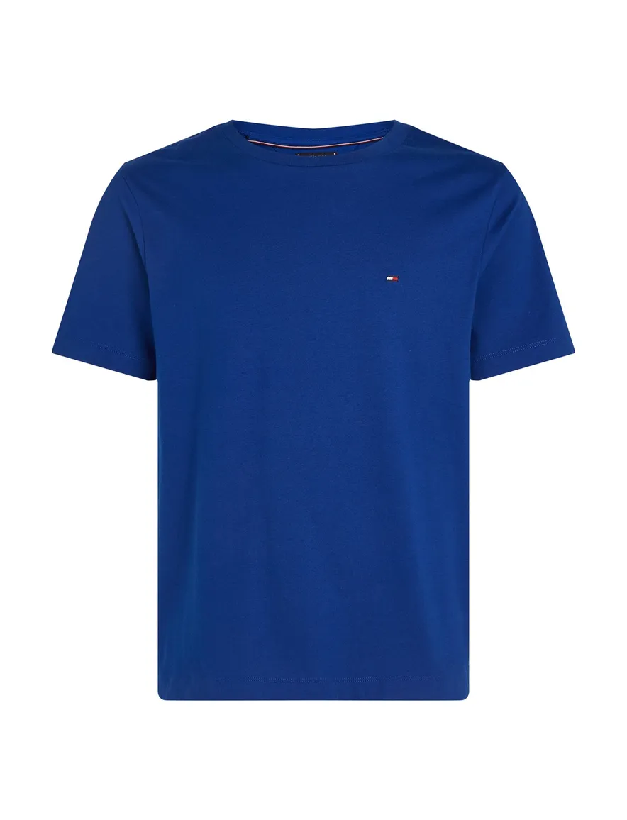 Tommy Hilfiger T-shirt blauw effen slim fit katoen