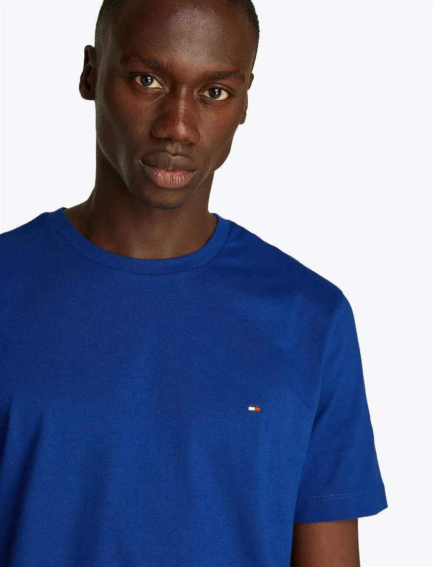 Tommy Hilfiger T-shirt blauw effen slim fit katoen