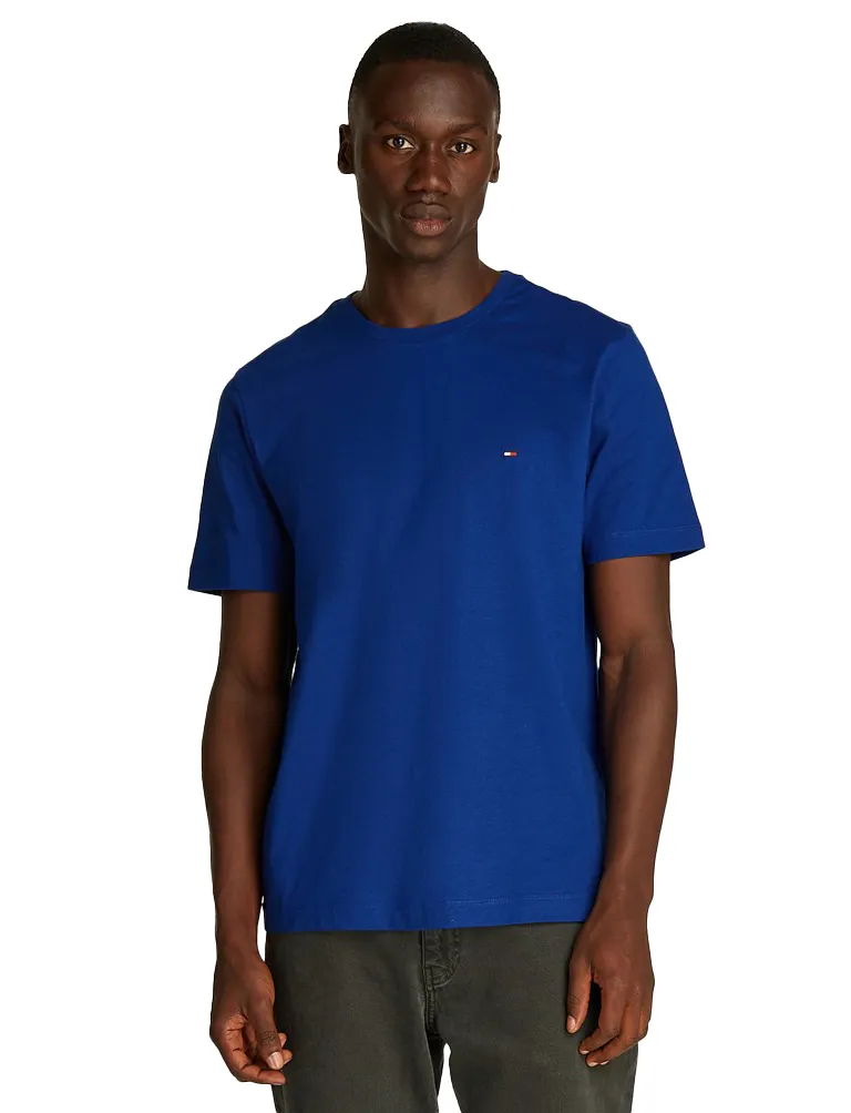 Tommy Hilfiger T-shirt blauw effen slim fit katoen
