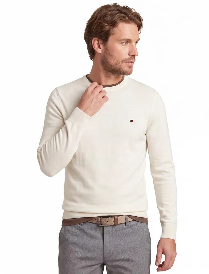 Tommy Hilfiger trui katoen en linnen creme