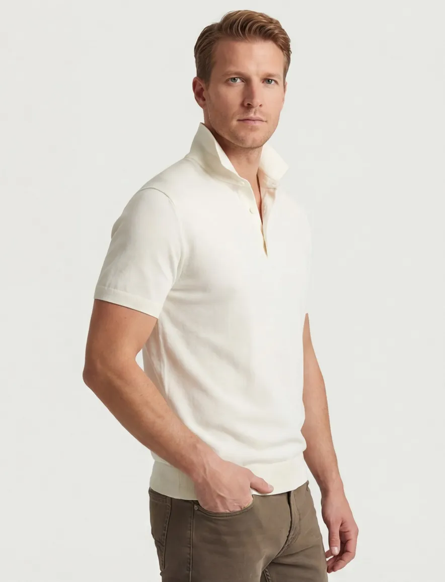 Tommy Hilfiger polo creme katoen effen