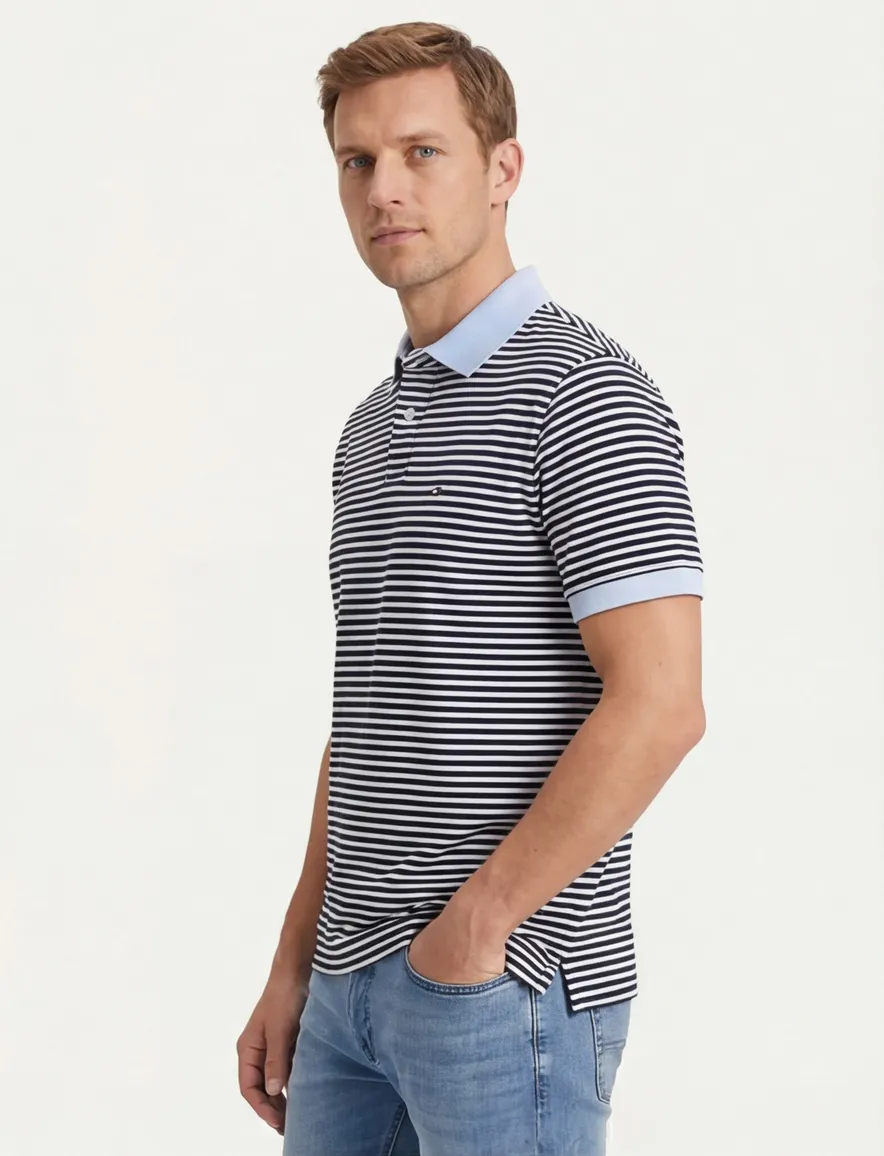 Tommy Hilfiger polo 1985 blauw gestreept Plus Size