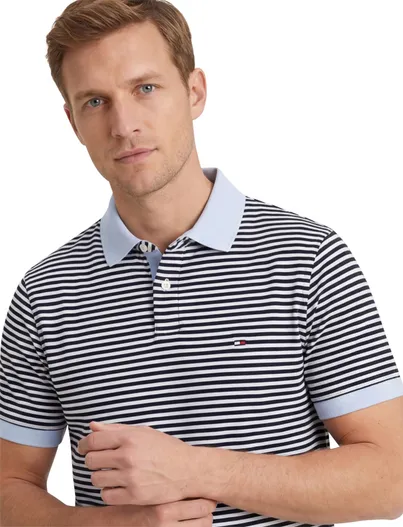 Tommy Hilfiger Tommy Hilfiger polo 1985 blauw gestreept Plus Size