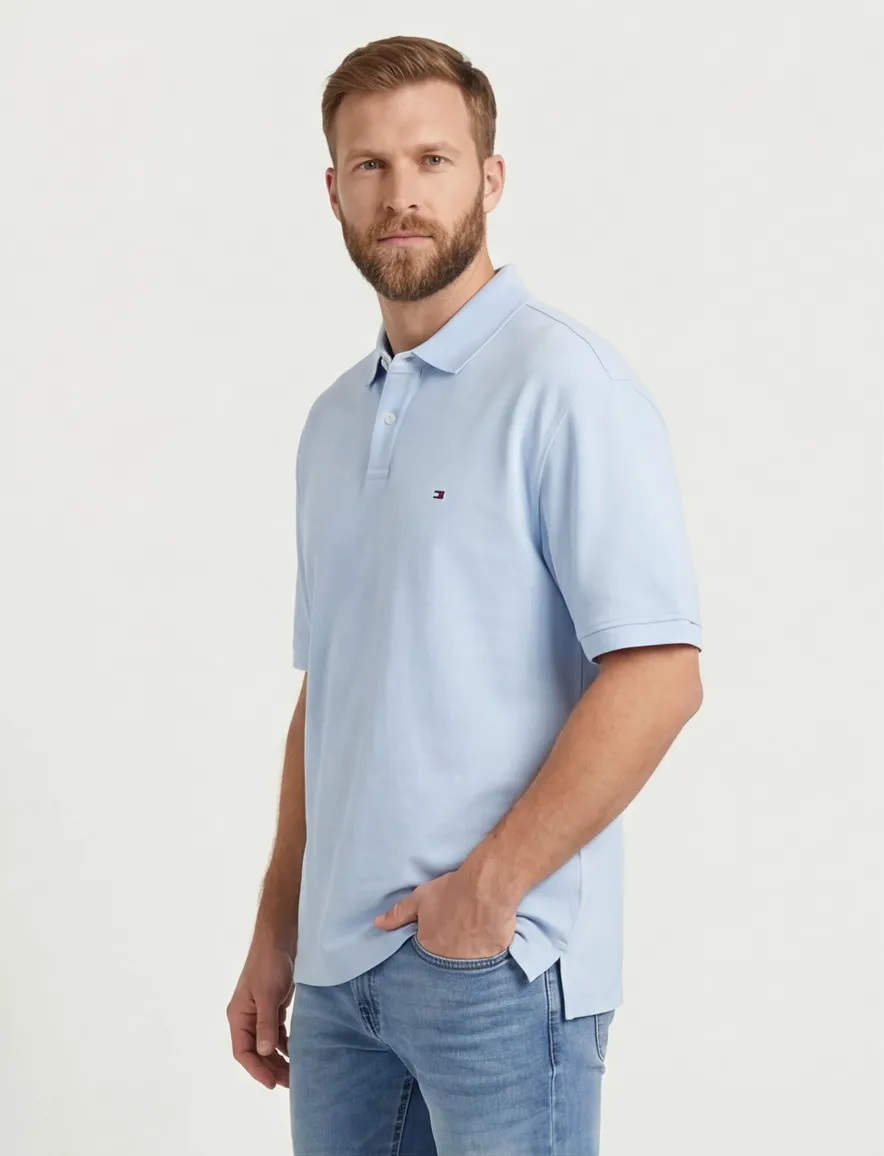 Tommy Hilfiger polo lichtblauw Plus Size