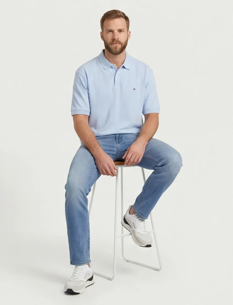 Tommy Hilfiger polo lichtblauw Plus Size