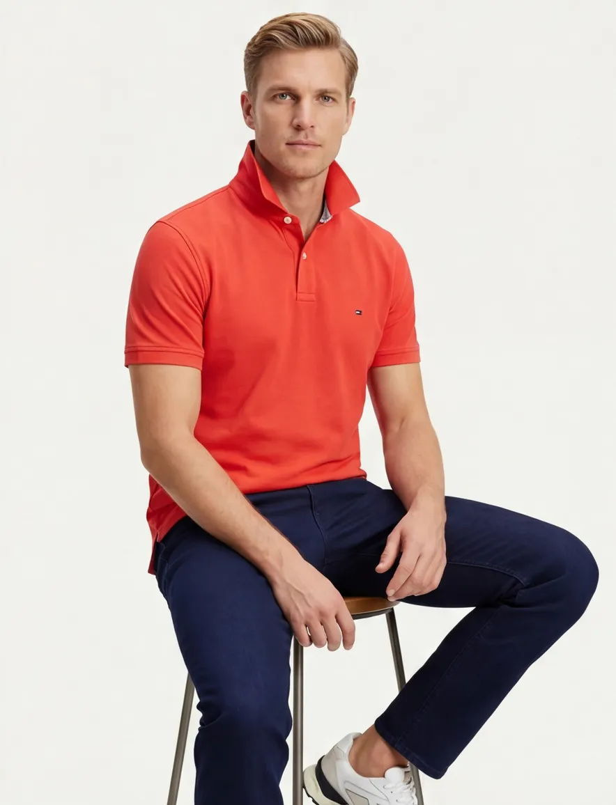 Tommy Hilfiger polo oranje Plus Size