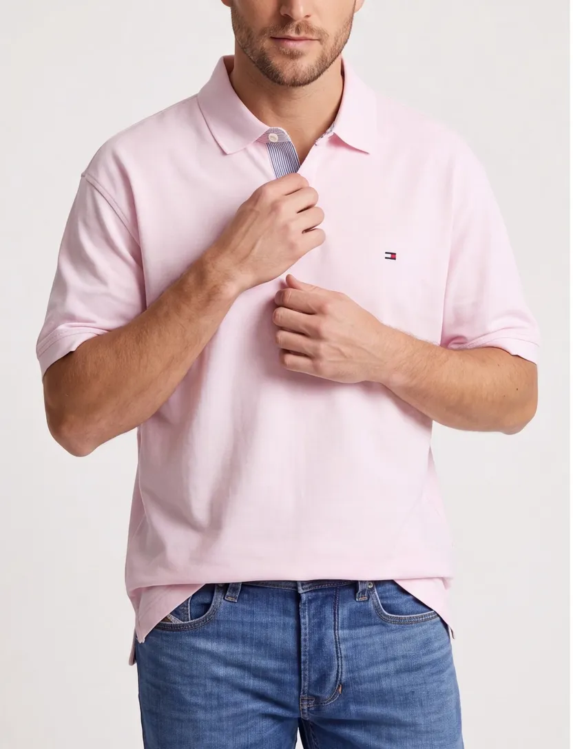 Tommy Hilfiger 1985 polo roze Plus Size pique
