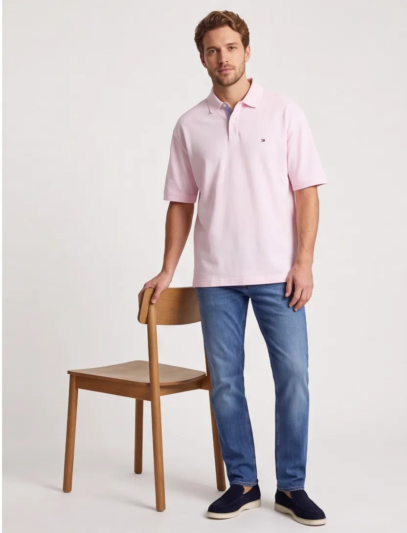 Tommy Hilfiger 1985 polo roze Plus Size pique