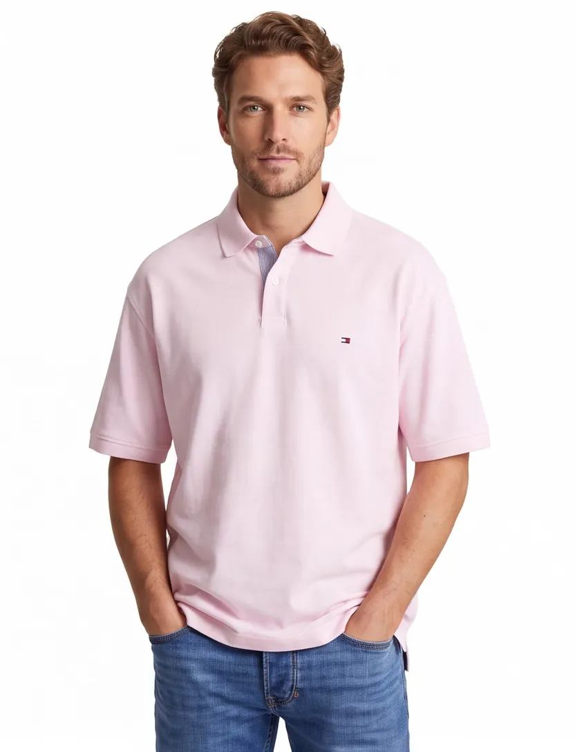 Tommy Hilfiger 1985 polo roze Plus Size pique