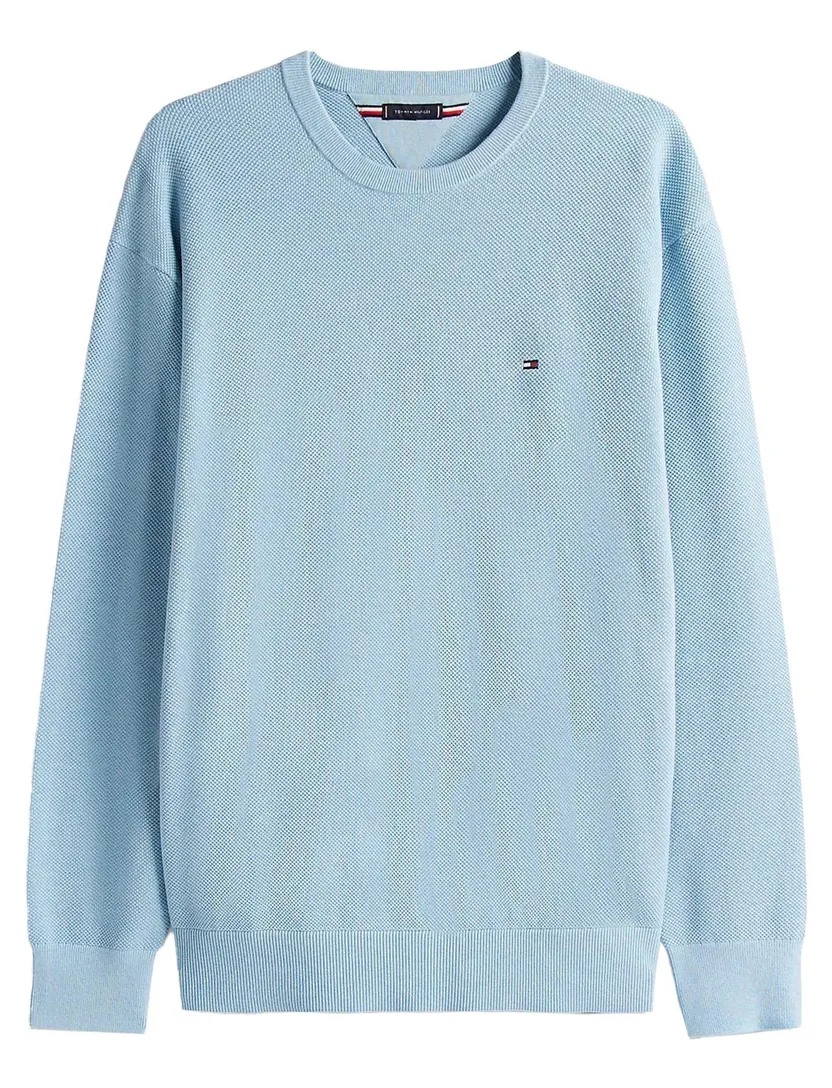Tommy Hilfiger Plus Size trui gebreid lichtblauw ronde hals