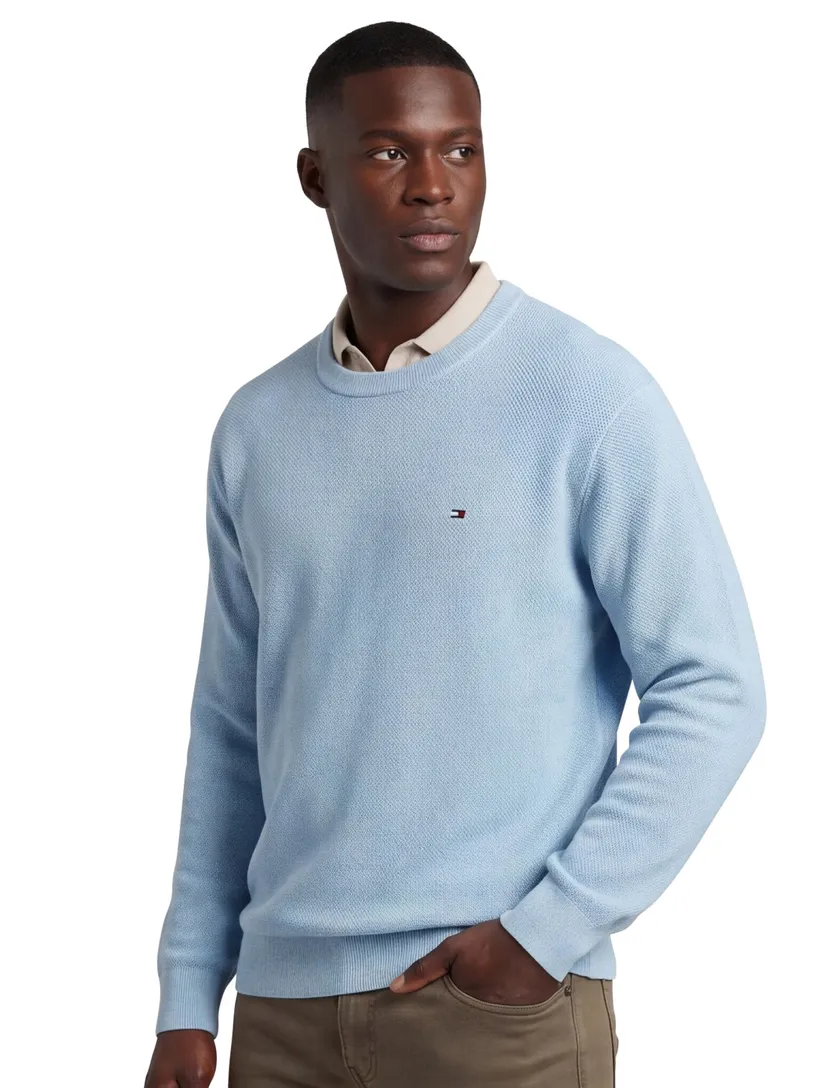 Tommy Hilfiger Plus Size trui gebreid lichtblauw ronde hals