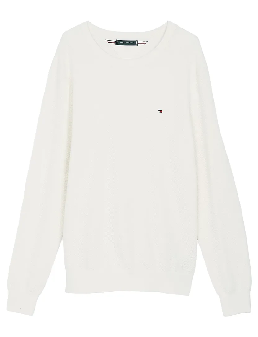 Tommy Hilfiger trui ronde hals gebreid wit Plus Size