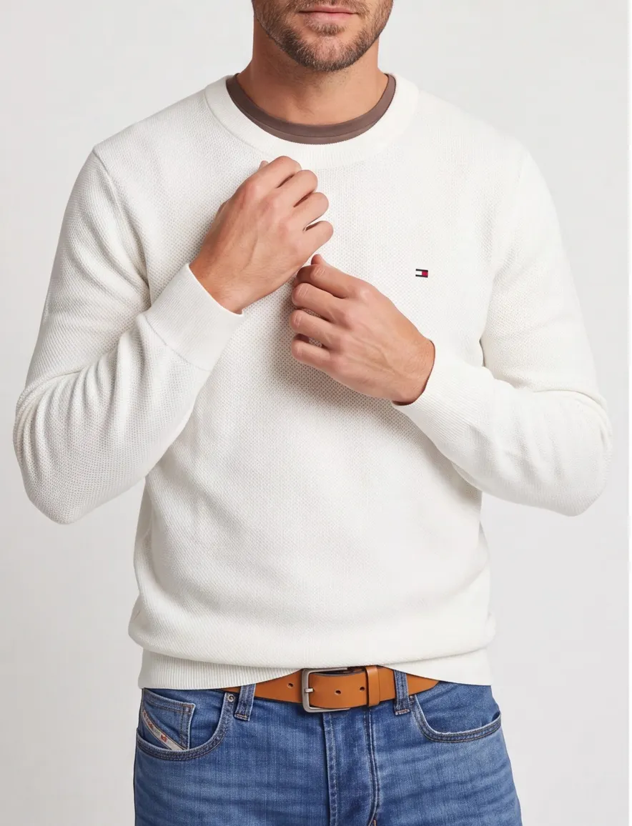 Tommy Hilfiger trui gebreid wit Plus Size