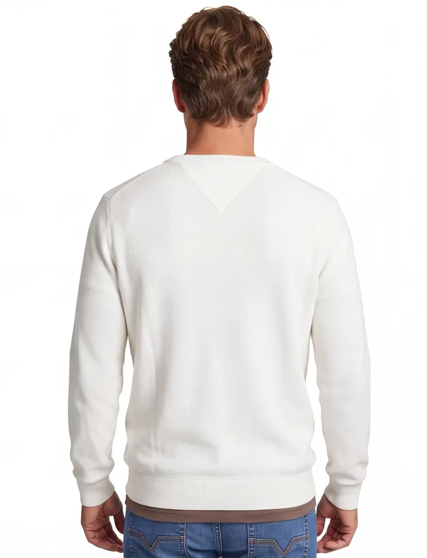Tommy Hilfiger trui ronde hals gebreid wit Plus Size