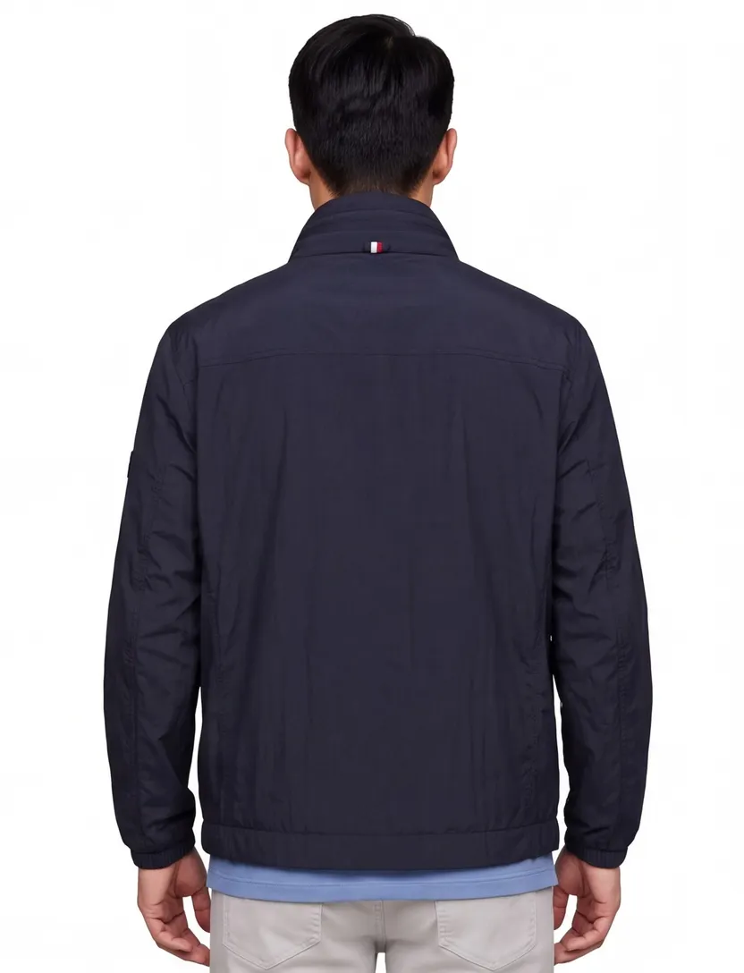 Tommy Hilfiger Plus waterafstotend jack donkerblauw capuchon rits