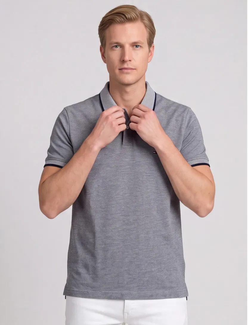 Tommy Hilfiger oxford grijs polo big & tall