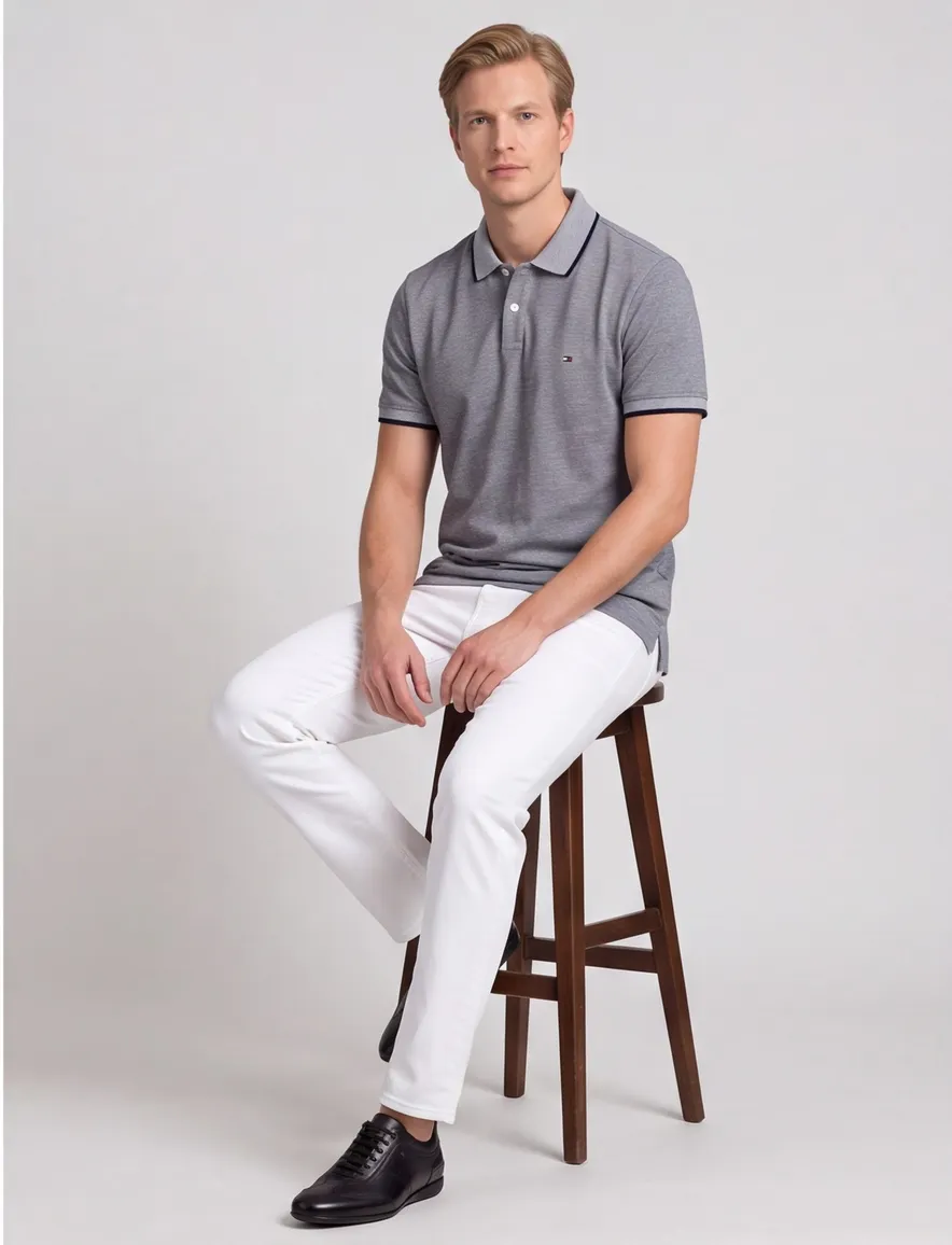 poloshirt korte mouw grijs Tommy Hilfiger Big & Tall