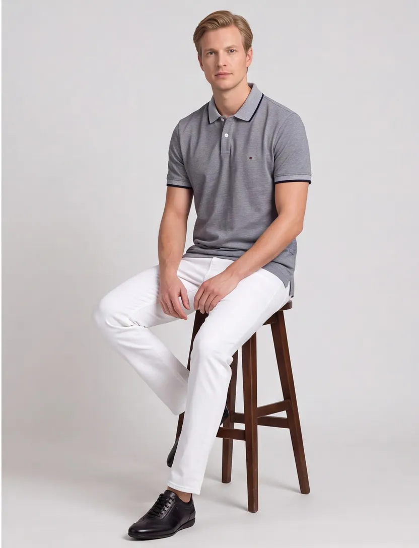 Tommy Hilfiger oxford grijs polo big & tall