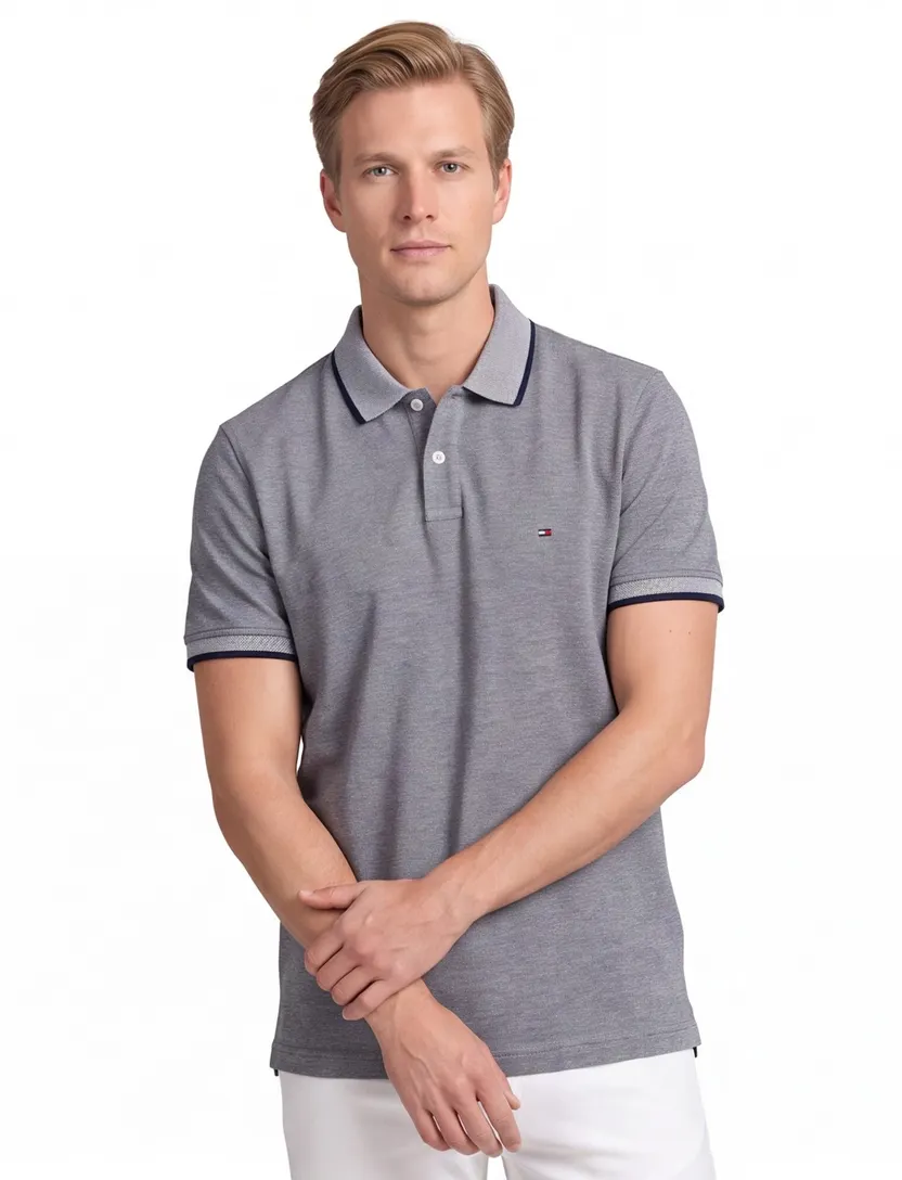 Tommy Hilfiger oxford grijs polo big & tall