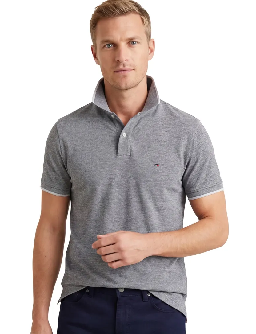 Tommy Hilfiger Oxford grijze polo big & tall