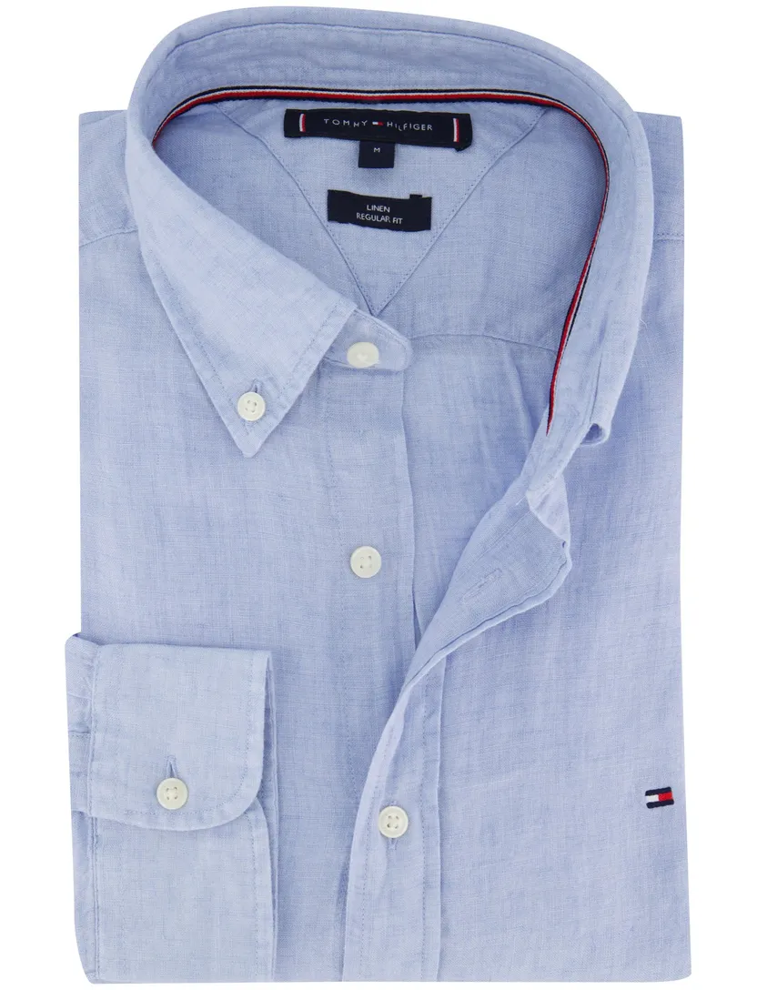 katoenen Tommy Hilfiger overhemd lichtblauw effen normale fit