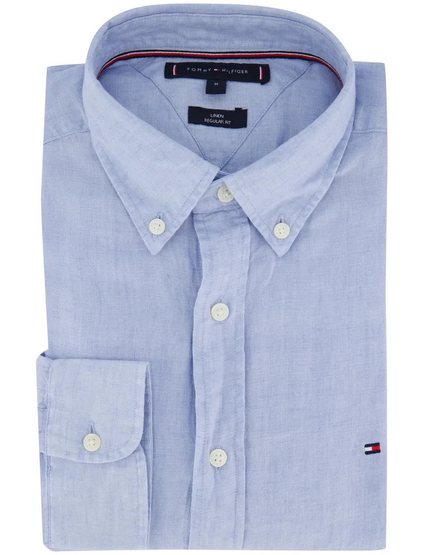katoenen Tommy Hilfiger overhemd lichtblauw effen normale fit