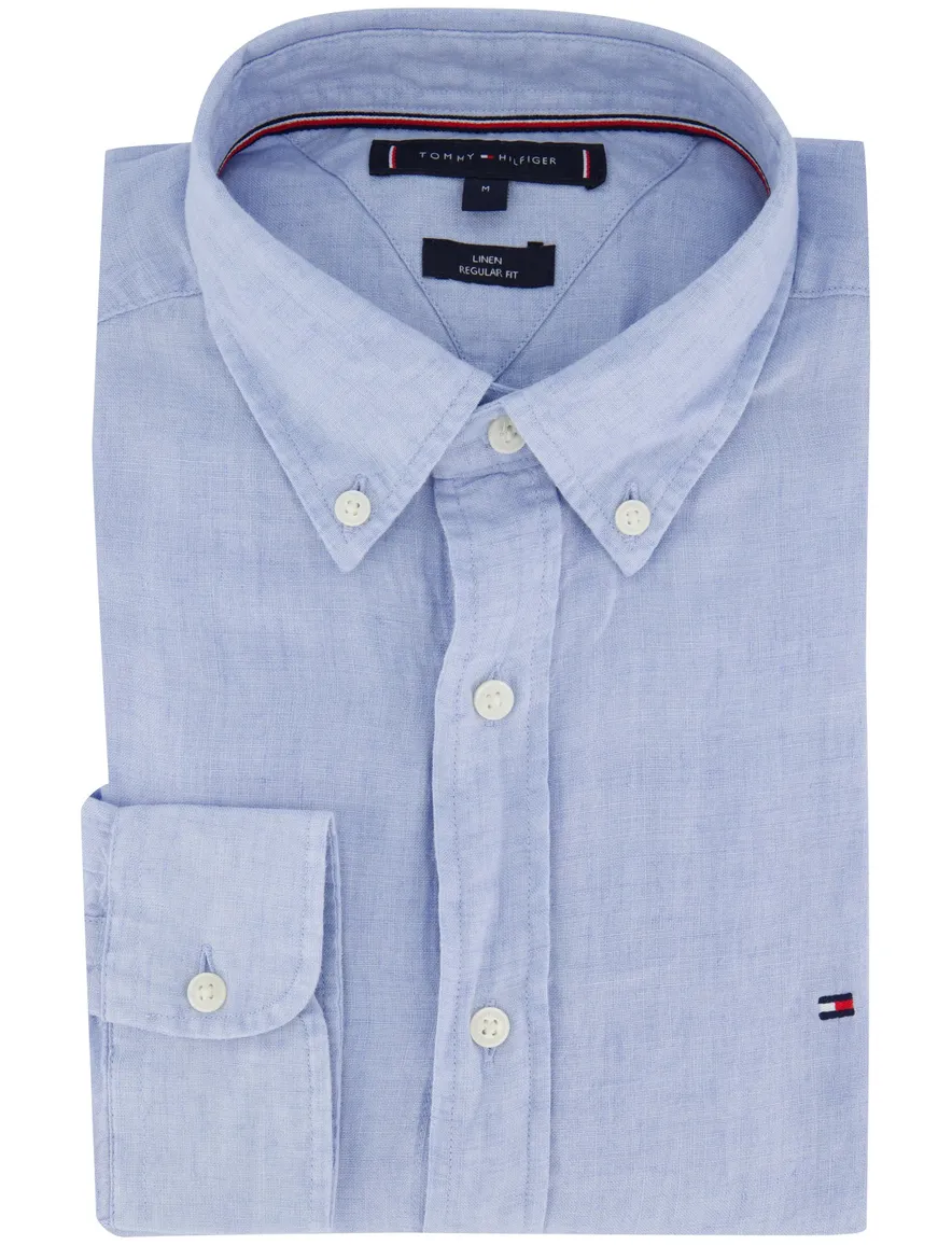 Tommy Hilfiger overhemd lichtblauw effen normale fit