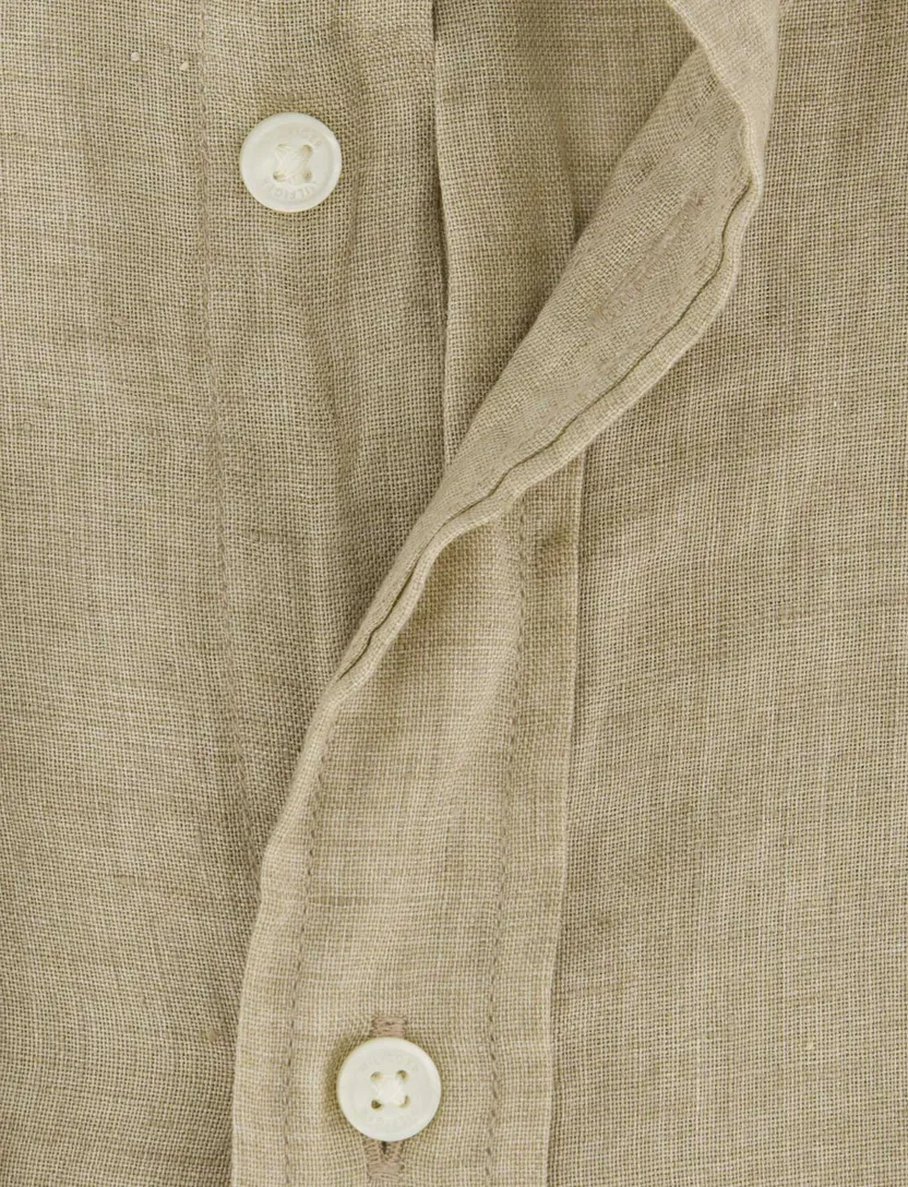 linnen Tommy Hilfiger overhemd beige button down normale fit