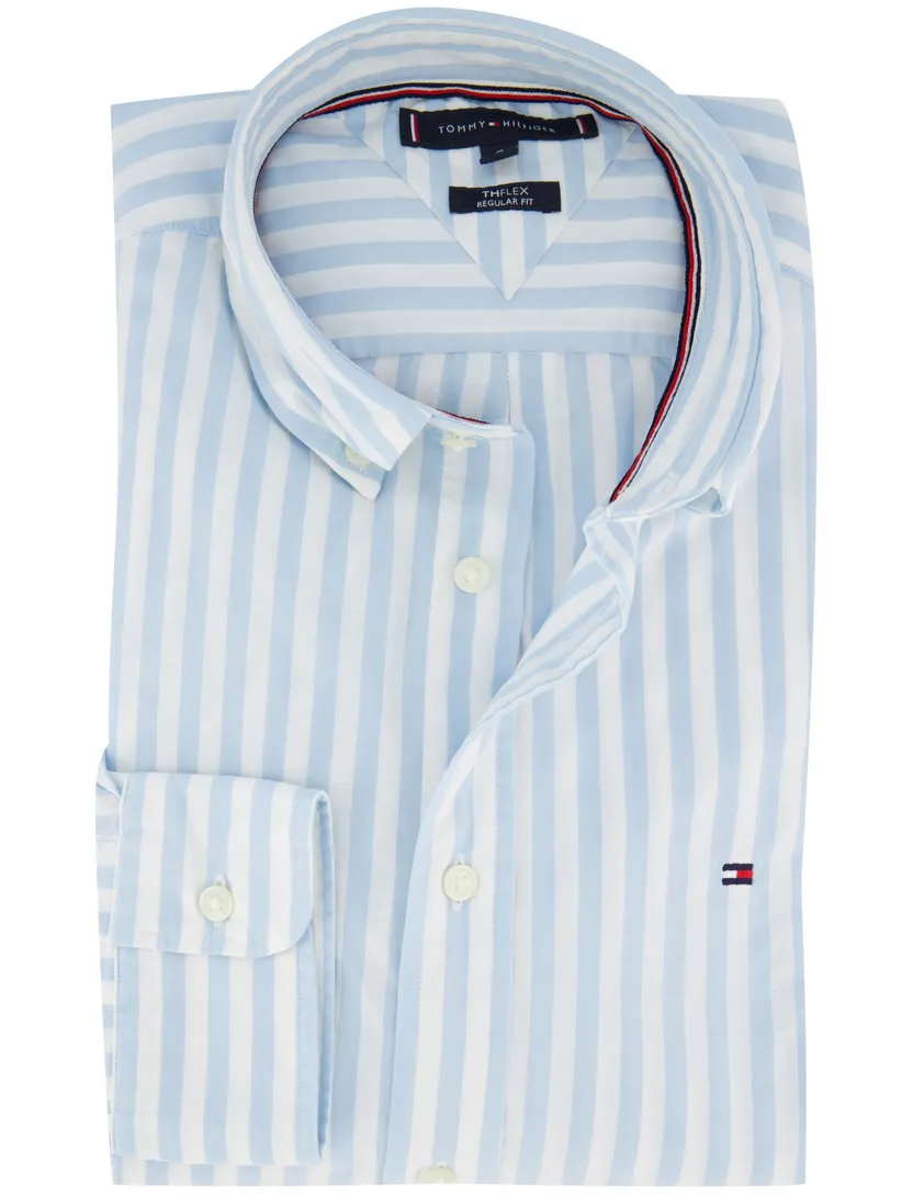 katoenen Tommy Hilfiger overhemd lichtblauw gestreept