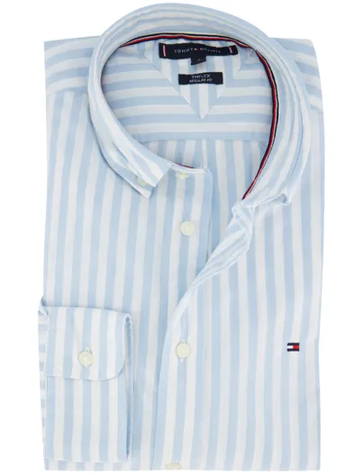 Tommy Hilfiger Tommy Hilfiger overhemd lichtblauw wit gestreept normale fit