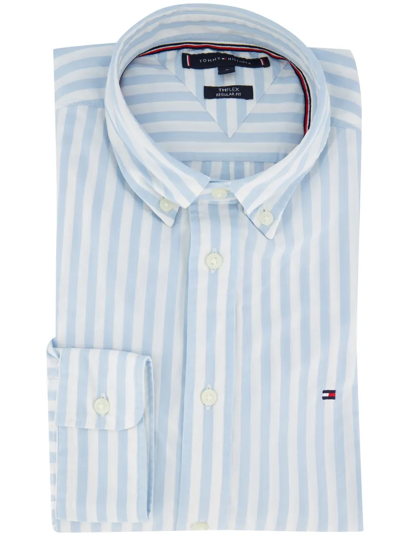 katoenen Tommy Hilfiger overhemd lichtblauw gestreept