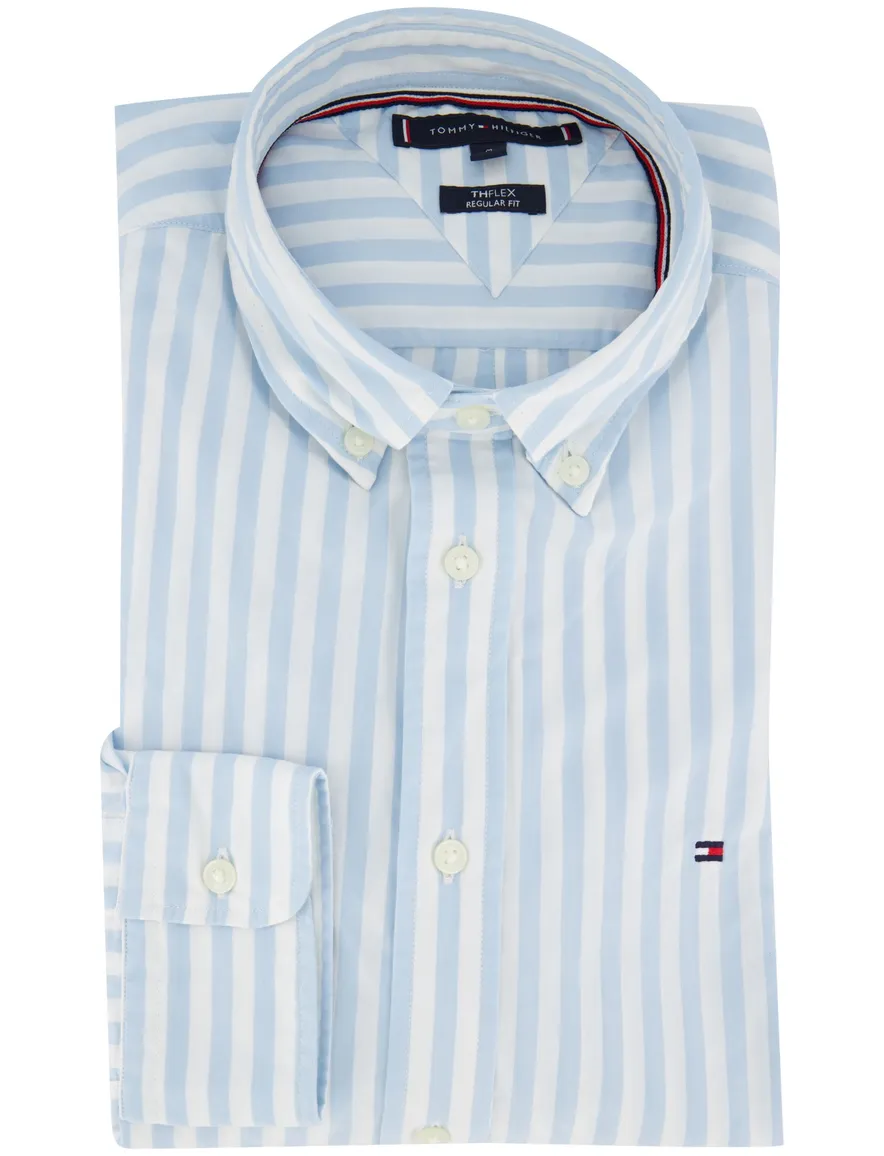 Tommy Hilfiger overhemd lichtblauw wit gestreept normale fit