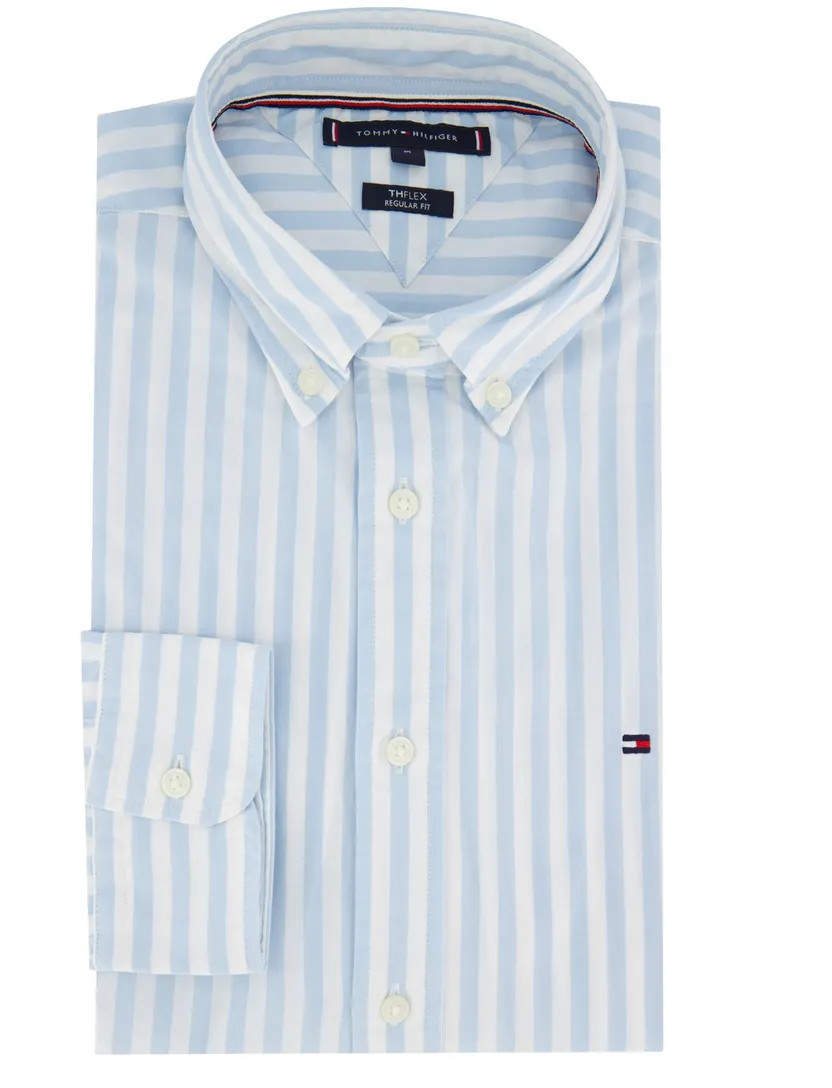 katoenen Tommy Hilfiger overhemd blauw wit gestreept