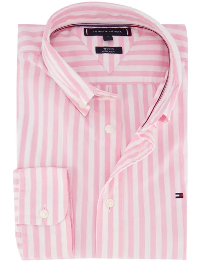 Tommy Hilfiger Tommy Hilfiger overhemd gestreept roze regular fit katoen