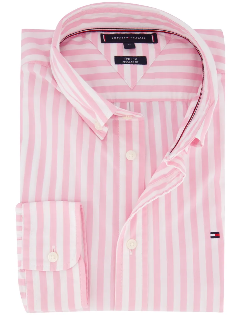 Tommy Hilfiger overhemd roze gestreept normale fit