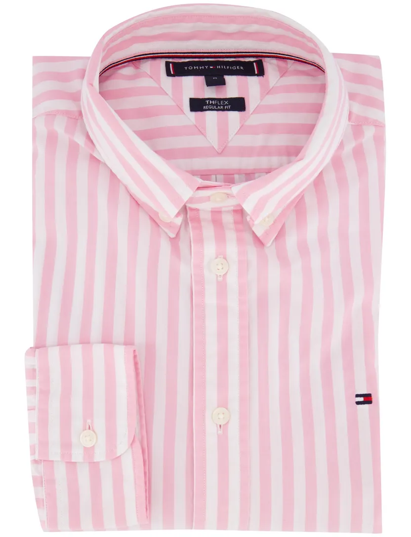 Tommy Hilfiger overhemd roze gestreept normale fit