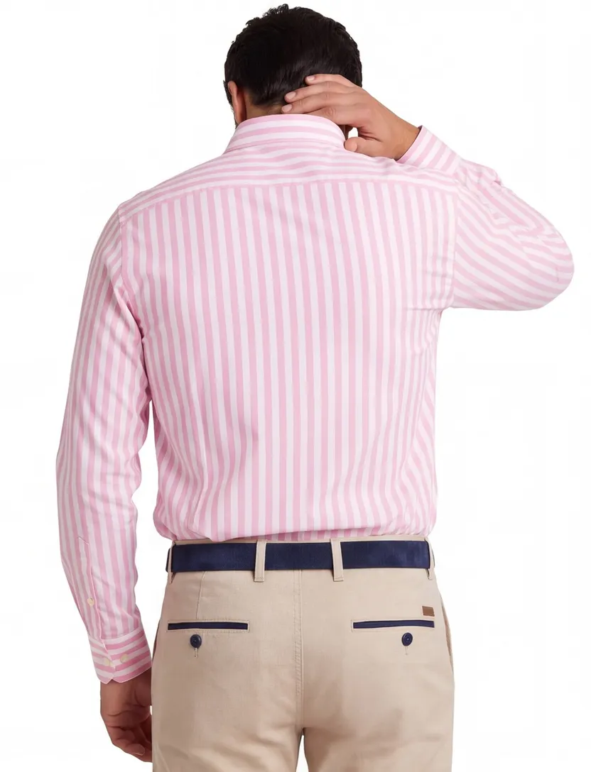Tommy Hilfiger overhemd roze gestreept normale fit