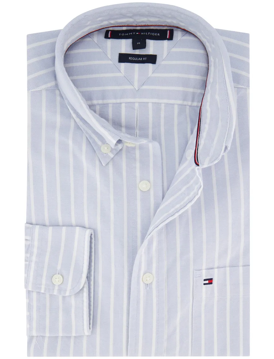 Tommy Hilfiger Regular Fit overhemd lichtblauw katoen