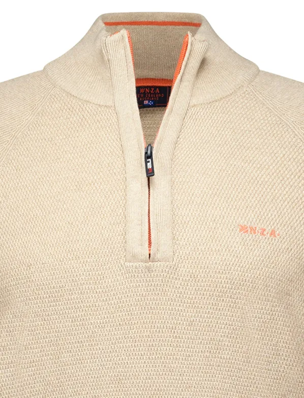 NZA half zip trui beige gebreid Ralph normale fit