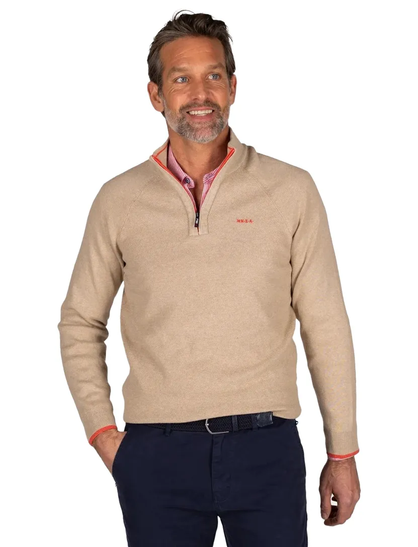 NZA half zip trui beige gebreid Ralph normale fit