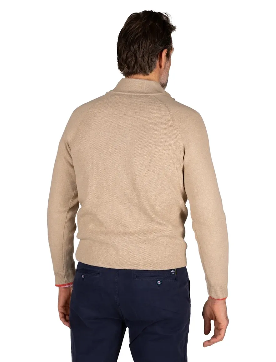 NZA half zip trui effen beige gebreid Ralph normale fit