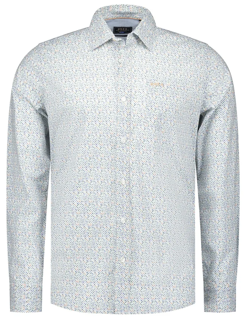 NZA overhemd blauw geprint Kayson