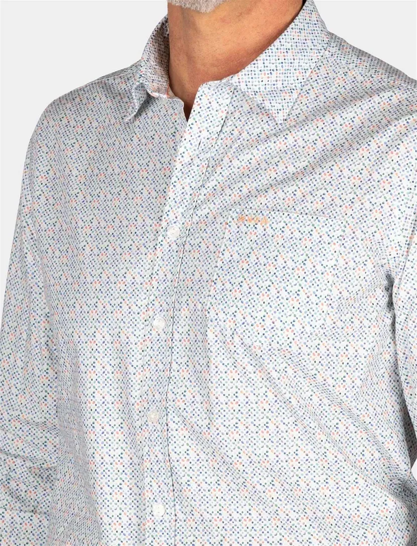 NZA overhemd blauw geprint Kayson