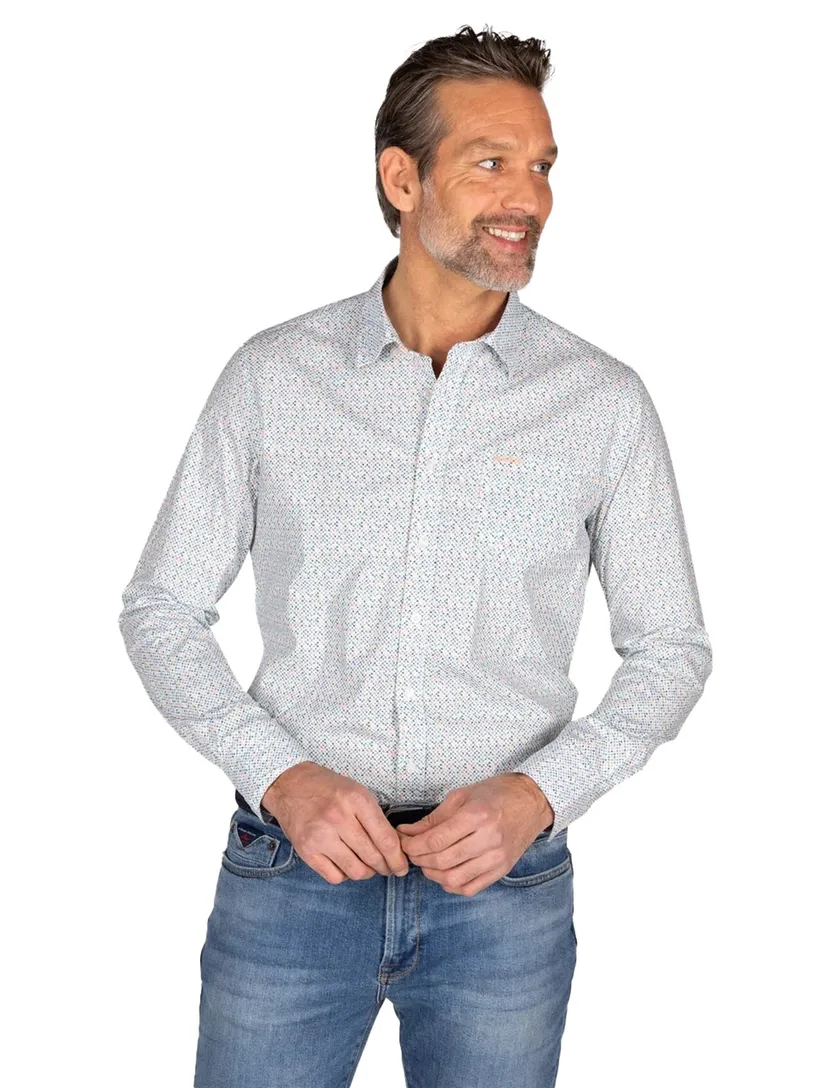 NZA overhemd blauw geprint Kayson