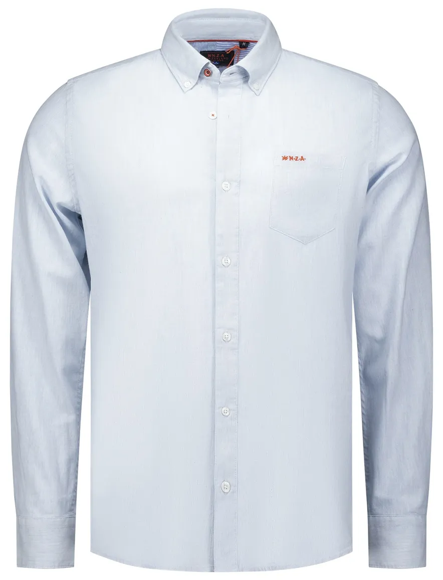 NZA overhemd Ellis blauw effen borstzak